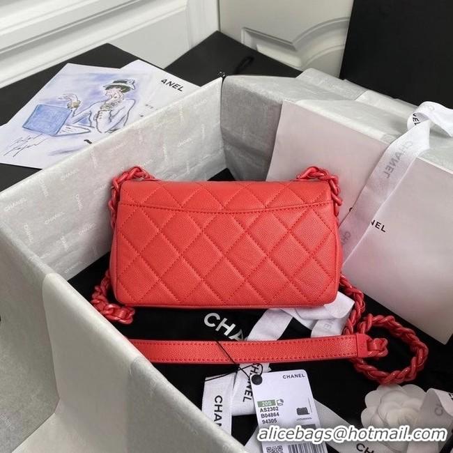 Trendy Design Chanel flap bag Grained Calfskin & Lacquered Metal AS2302 red