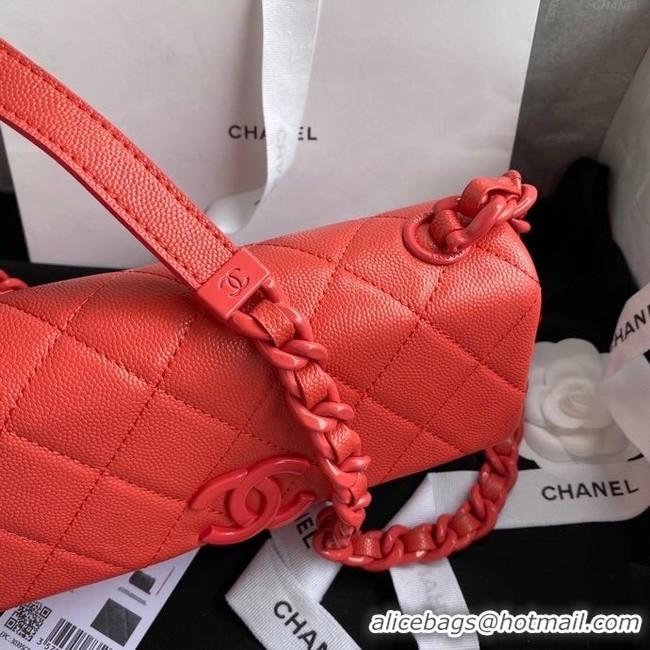 Trendy Design Chanel flap bag Grained Calfskin & Lacquered Metal AS2302 red