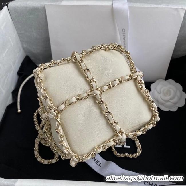 Hot Sell Cheap Chanel small drawstring bag Lambskin & Gold Metal AS2313 white