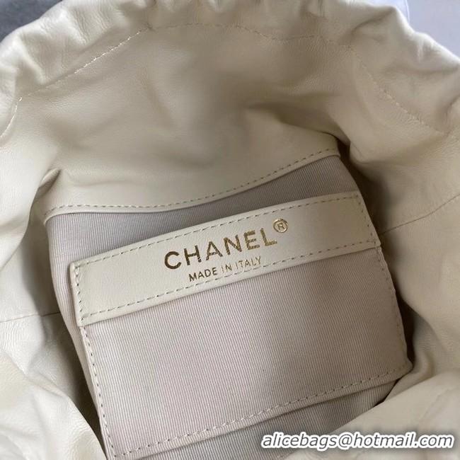 Hot Sell Cheap Chanel small drawstring bag Lambskin & Gold Metal AS2313 white