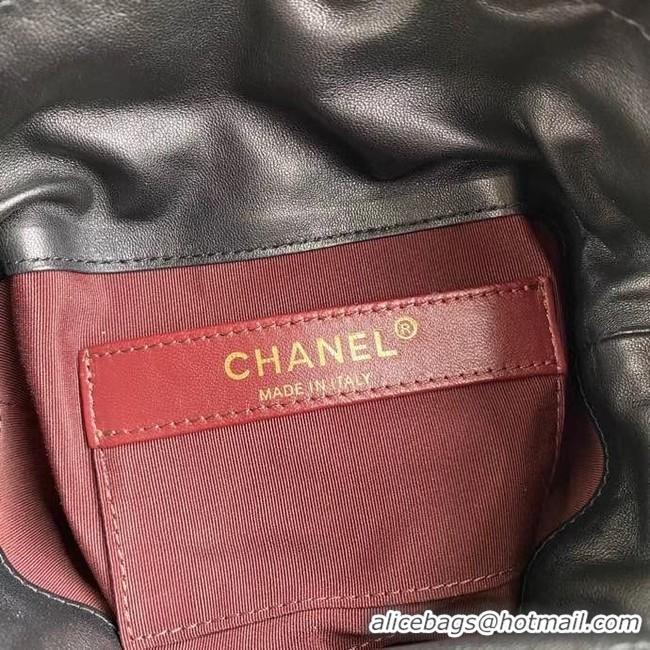 Well Crafted Chanel small drawstring bag Lambskin & Gold Metal AS2313 black