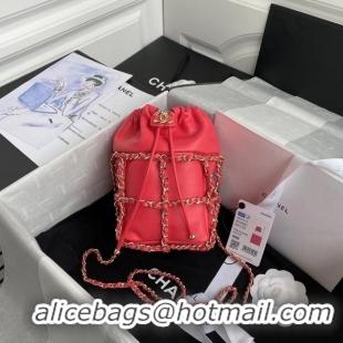 Market Sells Chanel small drawstring bag Lambskin & Gold Metal AS2313 Coral