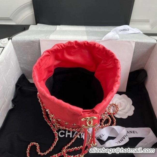 Market Sells Chanel small drawstring bag Lambskin & Gold Metal AS2313 Coral