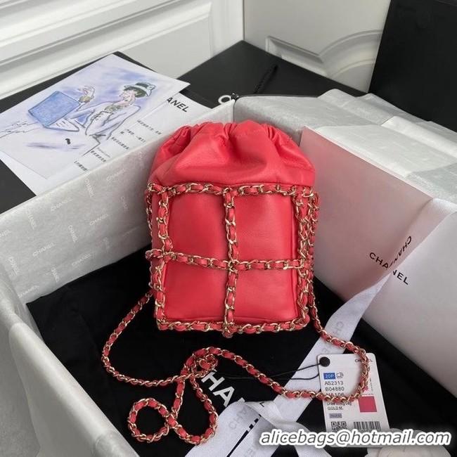 Market Sells Chanel small drawstring bag Lambskin & Gold Metal AS2313 Coral