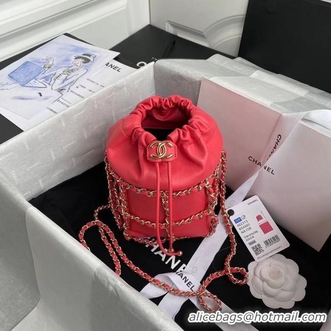 Market Sells Chanel small drawstring bag Lambskin & Gold Metal AS2313 Coral