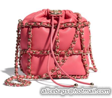 Market Sells Chanel small drawstring bag Lambskin & Gold Metal AS2313 Coral