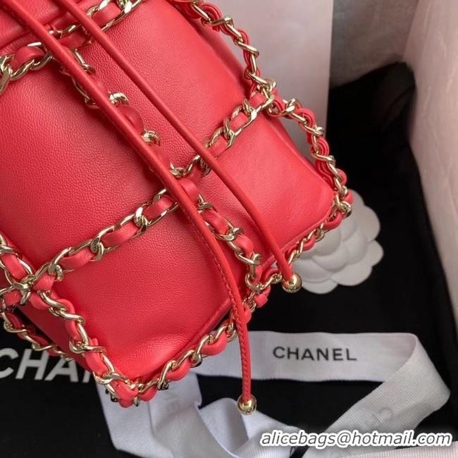 Market Sells Chanel small drawstring bag Lambskin & Gold Metal AS2313 Coral