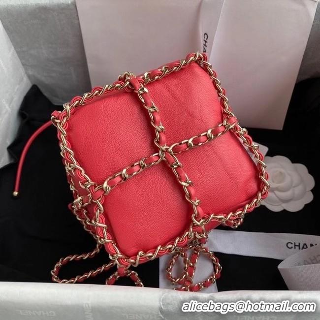 Market Sells Chanel small drawstring bag Lambskin & Gold Metal AS2313 Coral