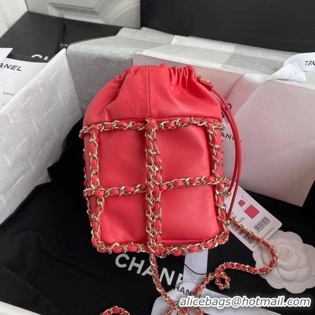 Market Sells Chanel small drawstring bag Lambskin & Gold Metal AS2313 Coral