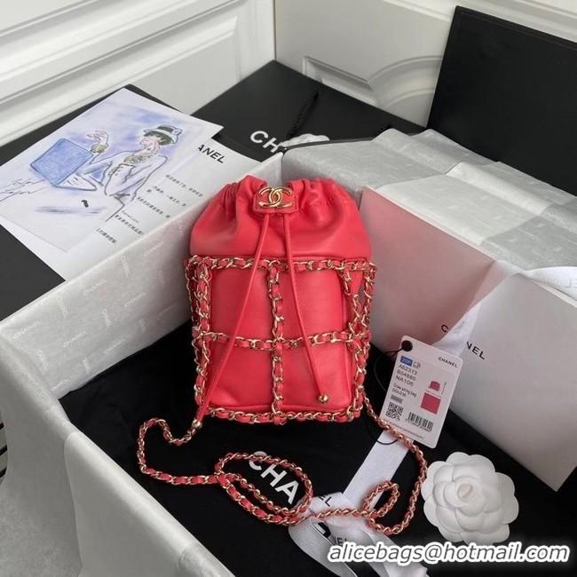 Market Sells Chanel small drawstring bag Lambskin & Gold Metal AS2313 Coral