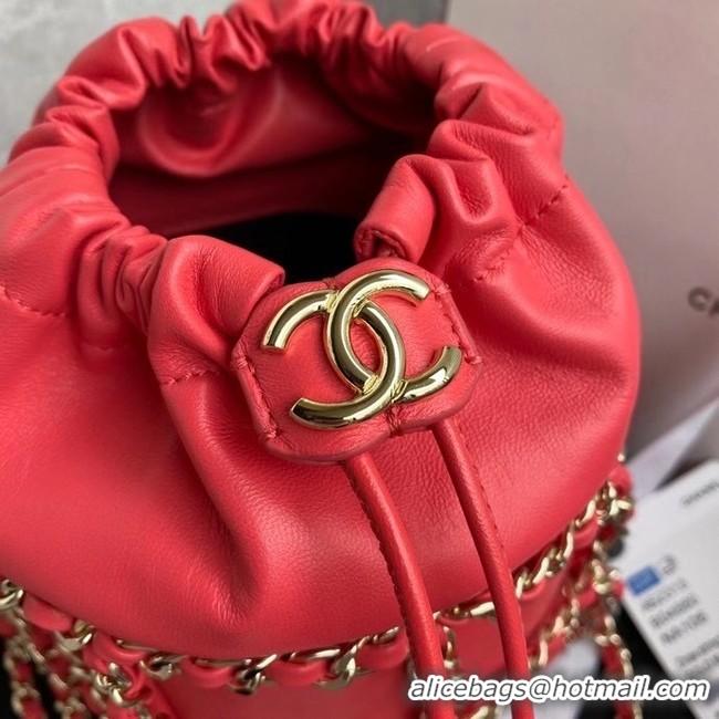 Market Sells Chanel small drawstring bag Lambskin & Gold Metal AS2313 Coral