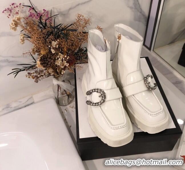 New Style Gucci Dionysus Shiny Calfskin 20cm Short Boots 120133 White