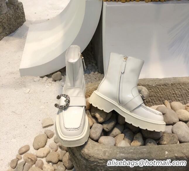 New Style Gucci Dionysus Shiny Calfskin 20cm Short Boots 120133 White