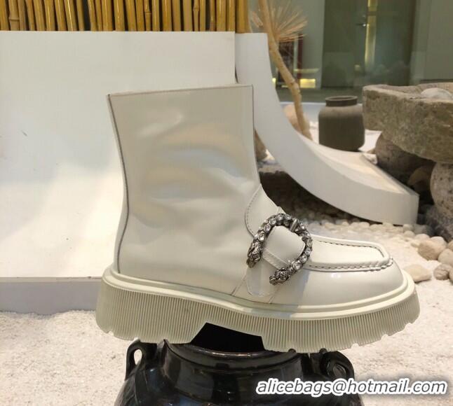 New Style Gucci Dionysus Shiny Calfskin 20cm Short Boots 120133 White