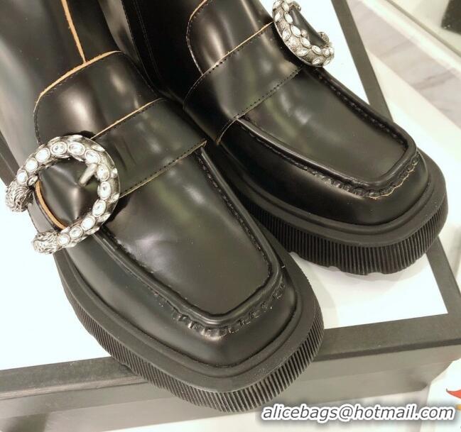 Stylish Gucci Dionysus Shiny Calfskin 20cm Short Boots 120135 Black 