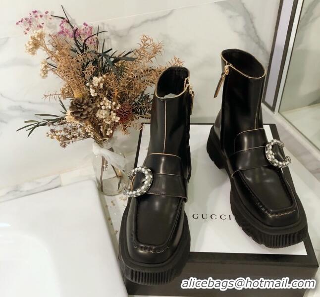 Stylish Gucci Dionysus Shiny Calfskin 20cm Short Boots 120135 Black 