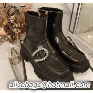 Fashion Gucci Dionysus Shiny Calfskin Wool 20cm Short Boots 120136 Black 