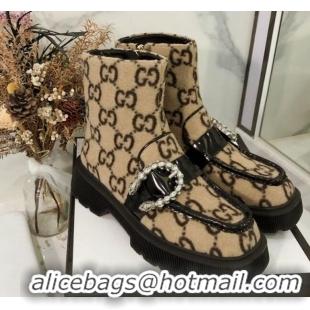 Most Popular Gucci Dionysus GG Wool Short Boots 120137 Beige