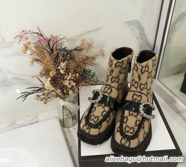 Most Popular Gucci Dionysus GG Wool Short Boots 120137 Beige