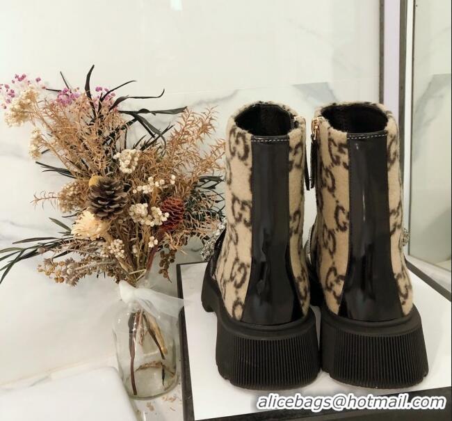 Most Popular Gucci Dionysus GG Wool Short Boots 120137 Beige