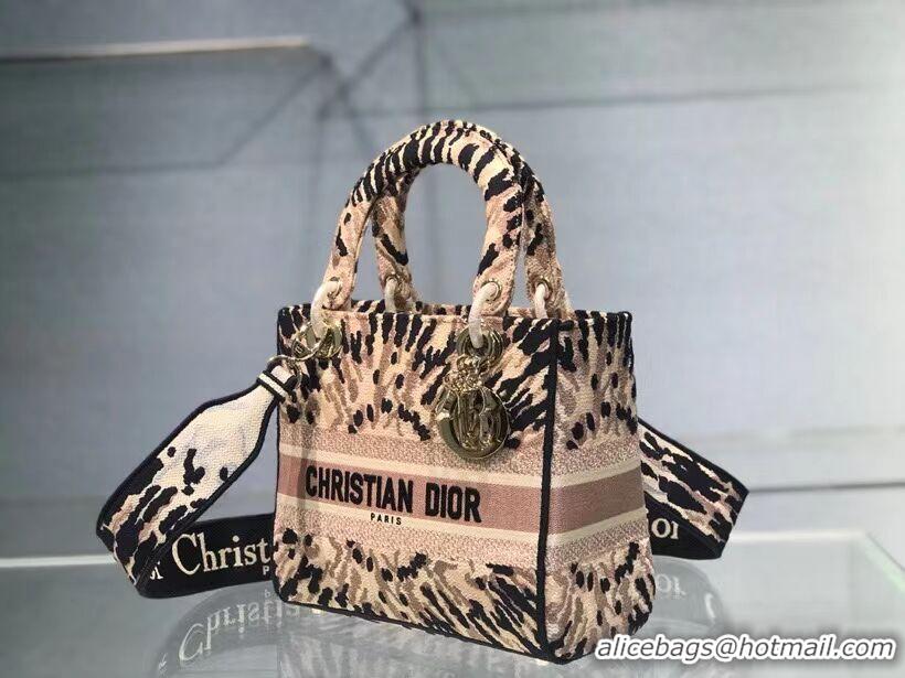 Top Quality DIOR MEDIUM LADY D-LITE BAG Multicolor Tie & Dior Embroidery M0565OJA