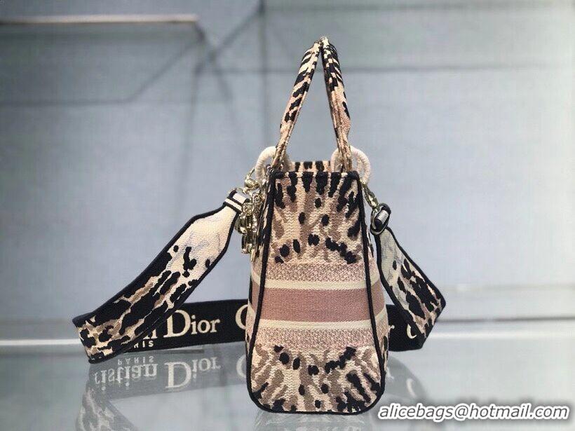 Top Quality DIOR MEDIUM LADY D-LITE BAG Multicolor Tie & Dior Embroidery M0565OJA