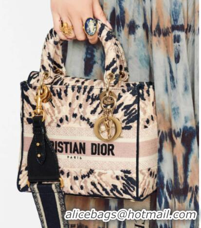 Top Quality DIOR MEDIUM LADY D-LITE BAG Multicolor Tie & Dior Embroidery M0565OJA