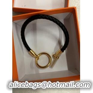 Top Sell Hermes Glenan Braided Bracelet H85230 Black/Gold