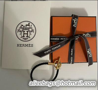 Top Sell Hermes Glenan Braided Bracelet H85230 Black/Gold