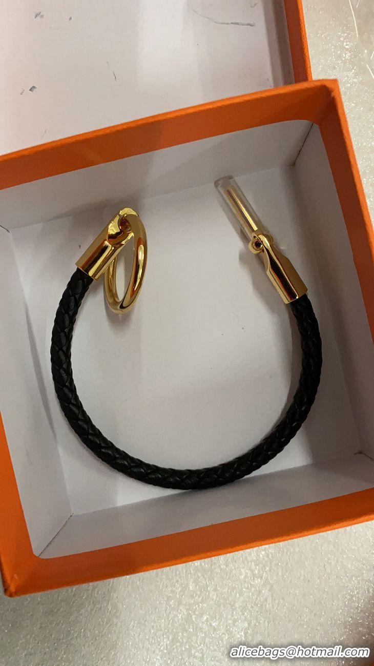 Top Sell Hermes Glenan Braided Bracelet H85230 Black/Gold