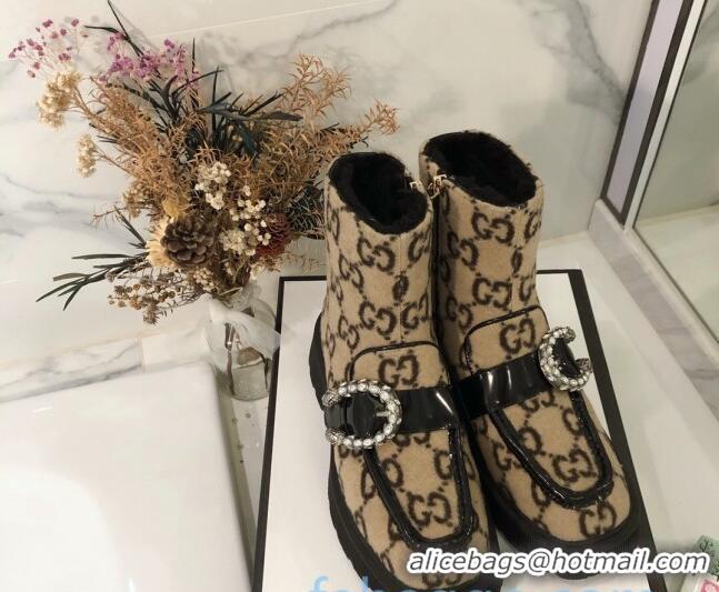 Most Popular Gucci Dionysus GG Wool Lining Short Boots 120138 Beige