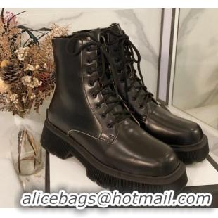 New Design Gucci Calfskin Wool Lace-up 20 cm Short Boots 120139 Black