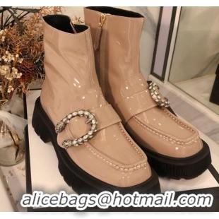 New Style Gucci Dionysus Patent Leather 20 cm Short Boots Nude 120140