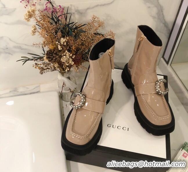 New Style Gucci Dionysus Patent Leather 20 cm Short Boots Nude 120140