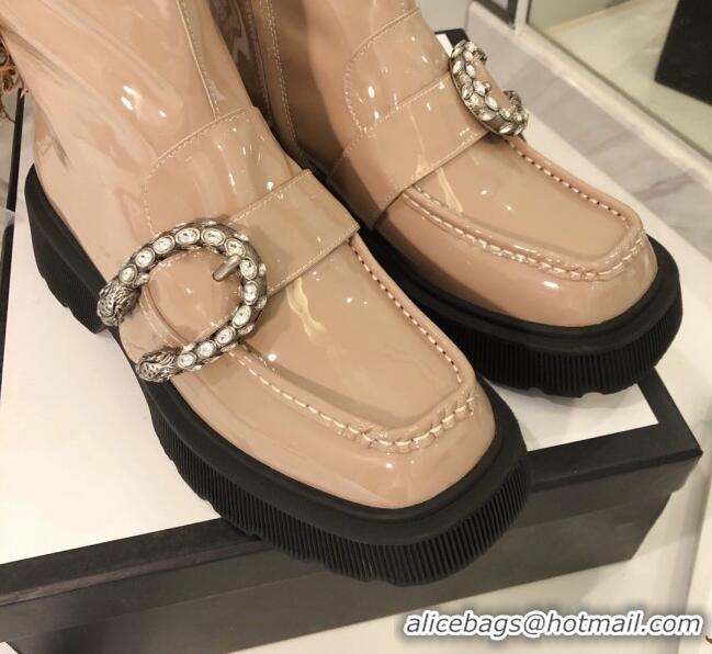 New Style Gucci Dionysus Patent Leather 20 cm Short Boots Nude 120140