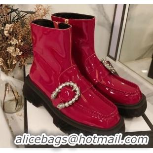 Top Quality Gucci Dionysus Patent Leather 20 cm Short Boots 120140 Burgundy