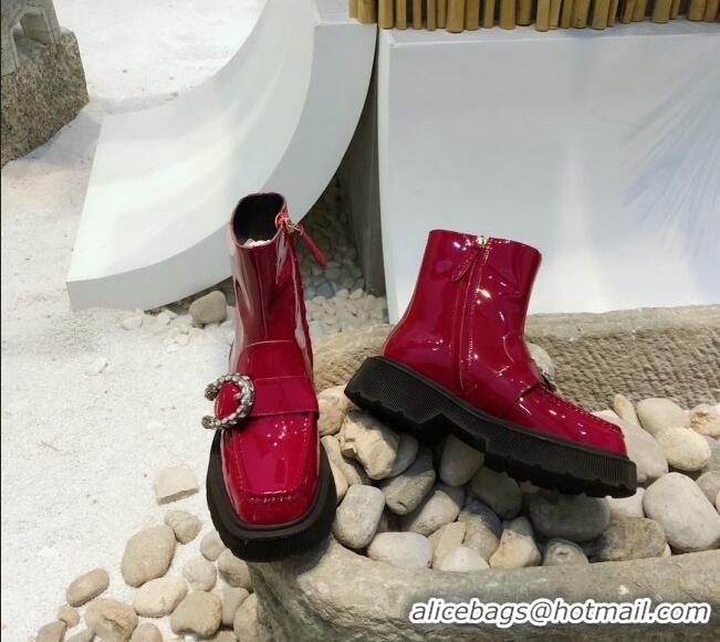 Top Quality Gucci Dionysus Patent Leather 20 cm Short Boots 120140 Burgundy