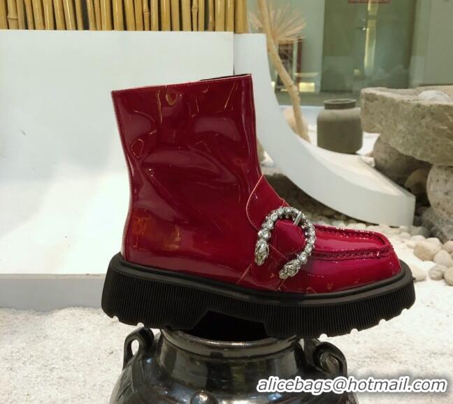 Top Quality Gucci Dionysus Patent Leather 20 cm Short Boots 120140 Burgundy