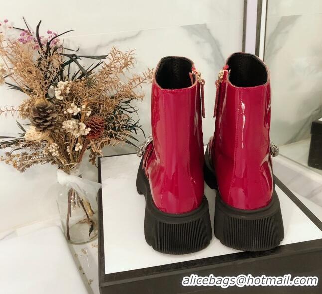 Top Quality Gucci Dionysus Patent Leather 20 cm Short Boots 120140 Burgundy