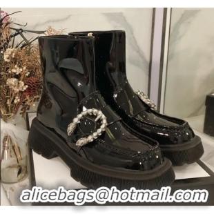 Low Price Gucci Dionysus Patent Leather 20 cm Short Boots 120140 Black