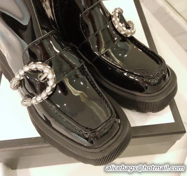 Low Price Gucci Dionysus Patent Leather 20 cm Short Boots 120140 Black