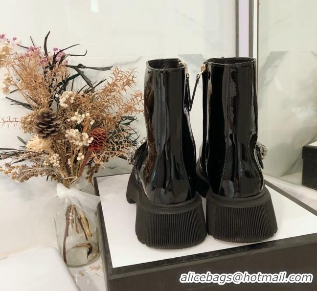 Low Price Gucci Dionysus Patent Leather 20 cm Short Boots 120140 Black