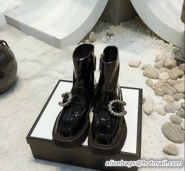 Low Price Gucci Dionysus Patent Leather 20 cm Short Boots 120140 Black