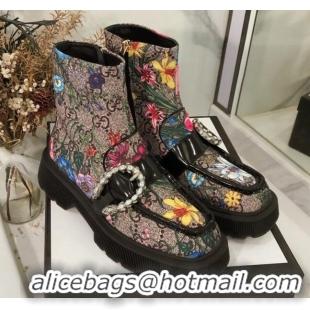 Top Quality Gucci Dionysus 20cm GG Flora Print Short Boots 120143 Beige