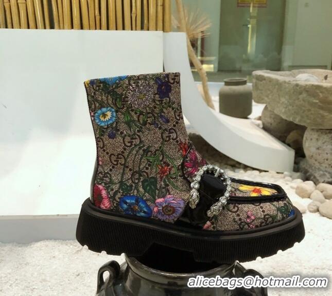 Top Quality Gucci Dionysus 20cm GG Flora Print Short Boots 120143 Beige