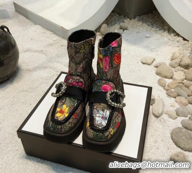 Top Quality Gucci Dionysus 20cm GG Flora Print Short Boots 120143 Beige