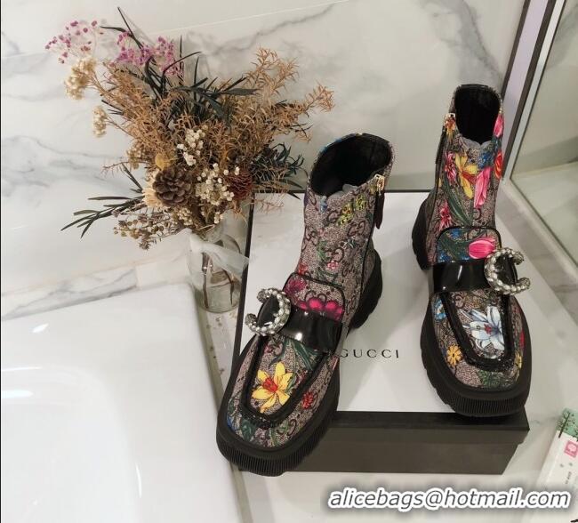 Top Quality Gucci Dionysus 20cm GG Flora Print Short Boots 120143 Beige