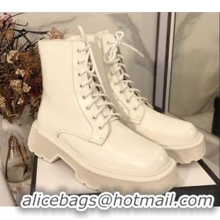 Good Product Gucci Shiny Leathe 23 Lace-up Short Boots 120151 White