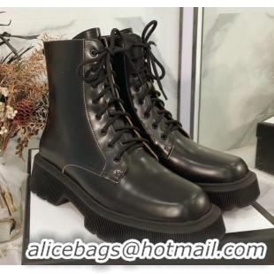 Low Price Gucci Shiny Leathe 23 Lace-up Short Boots 120151 Black