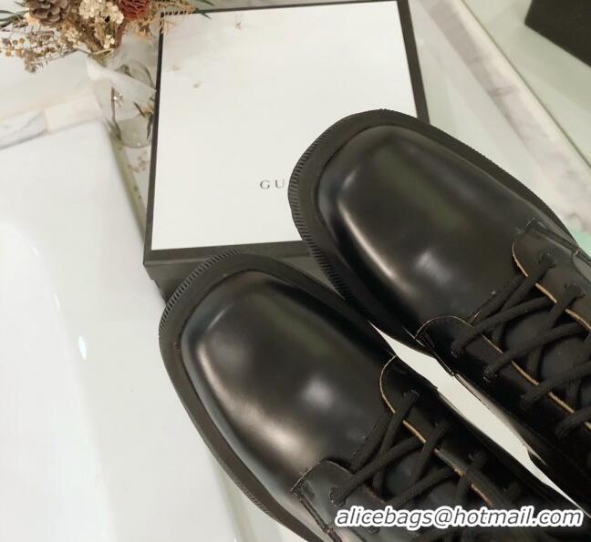 Low Price Gucci Shiny Leathe 23 Lace-up Short Boots 120151 Black